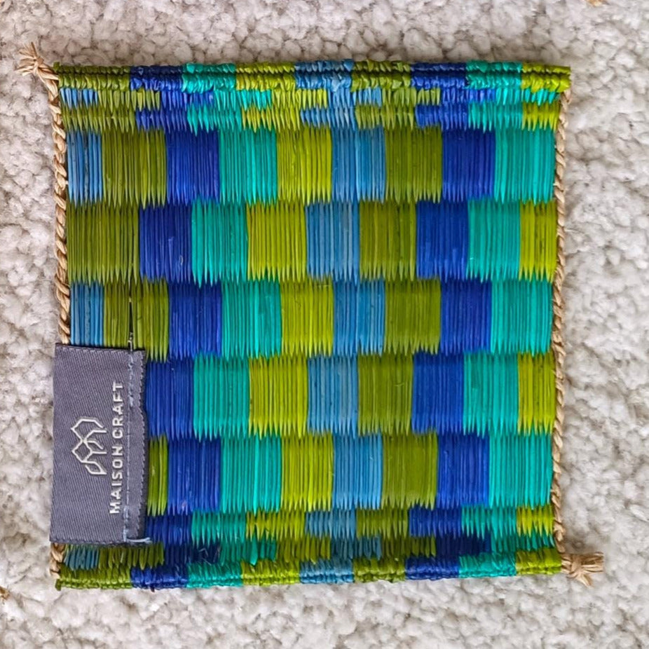 Set of 10/ 40 Pcs Rainbow navy blue Handwoven Coaster 4"x4"