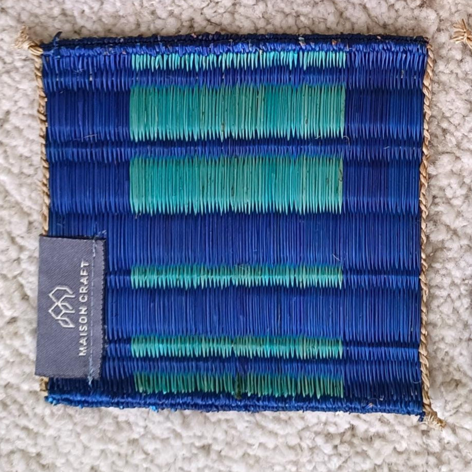 Set of 10/ 40 Pcs Rainbow navy blue Handwoven Coaster 4"x4"