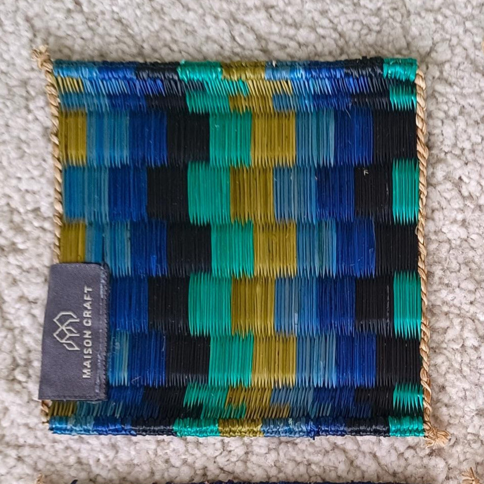 Set of 10/ 40 Pcs Rainbow navy blue Handwoven Coaster 4"x4"