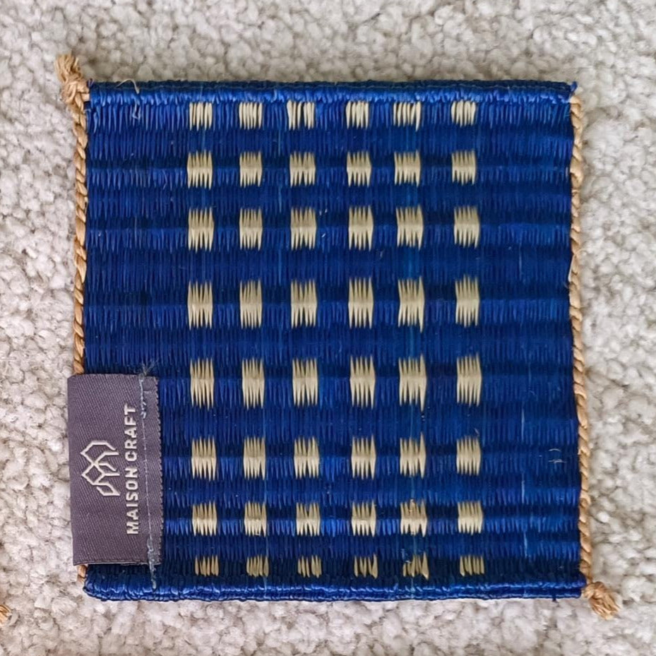 Set of 10/ 40 Pcs Rainbow navy blue Handwoven Coaster 4"x4"