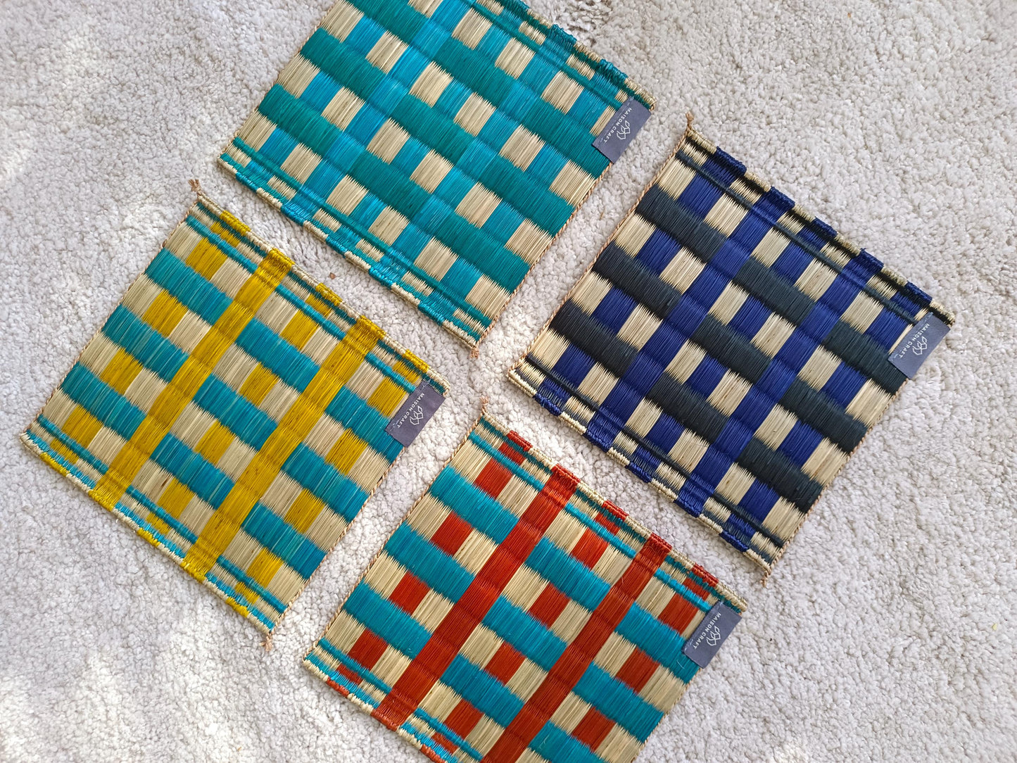 Set of 4/ 20 Checkered Handwoven Trivet 8"x8"- Checkered