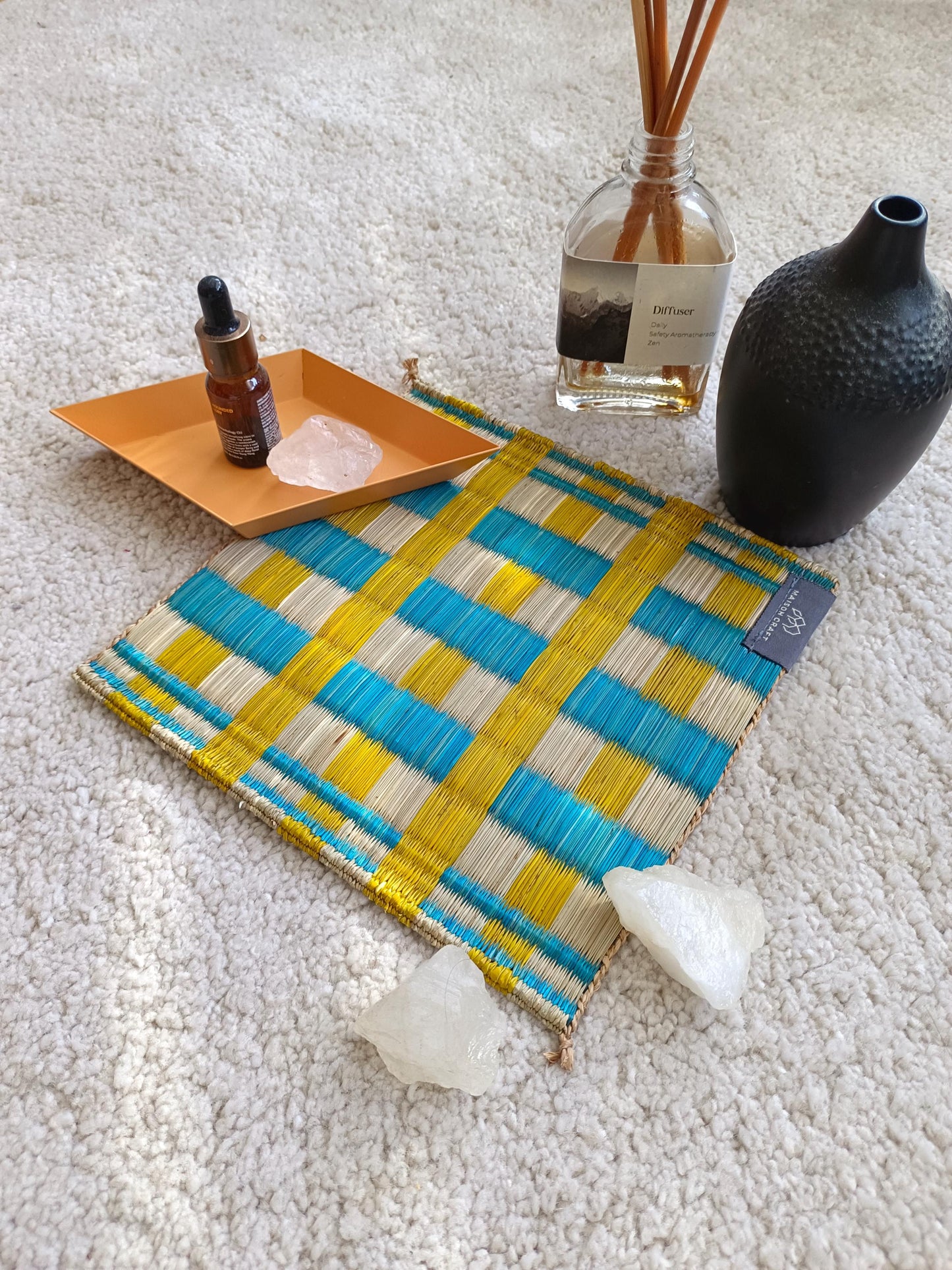 Set of 4/ 20 Checkered Handwoven Trivet 8"x8"- Checkered