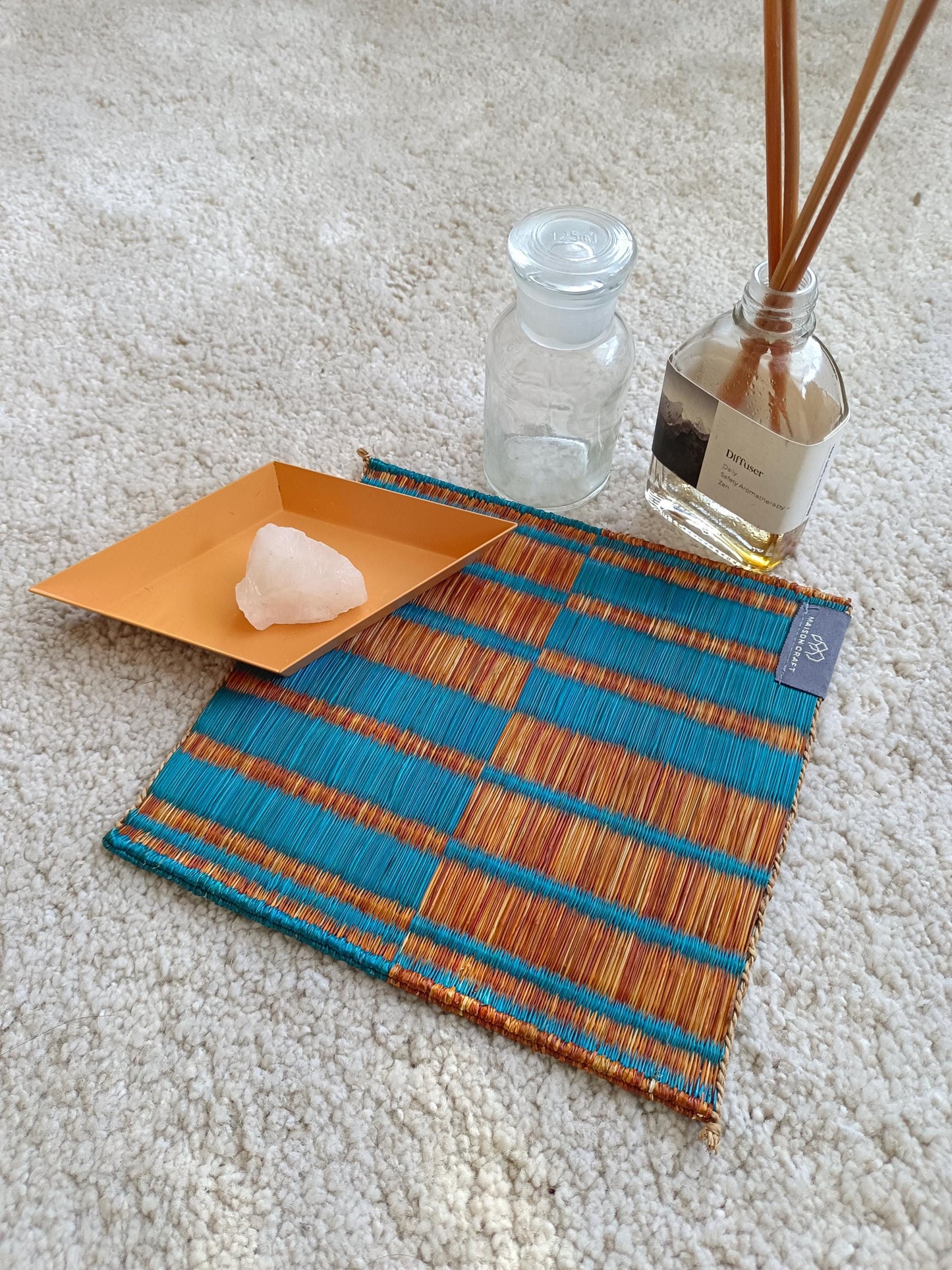 Set of 4/ 20 Handwoven Trivet 8"x8"- Horizon stripe