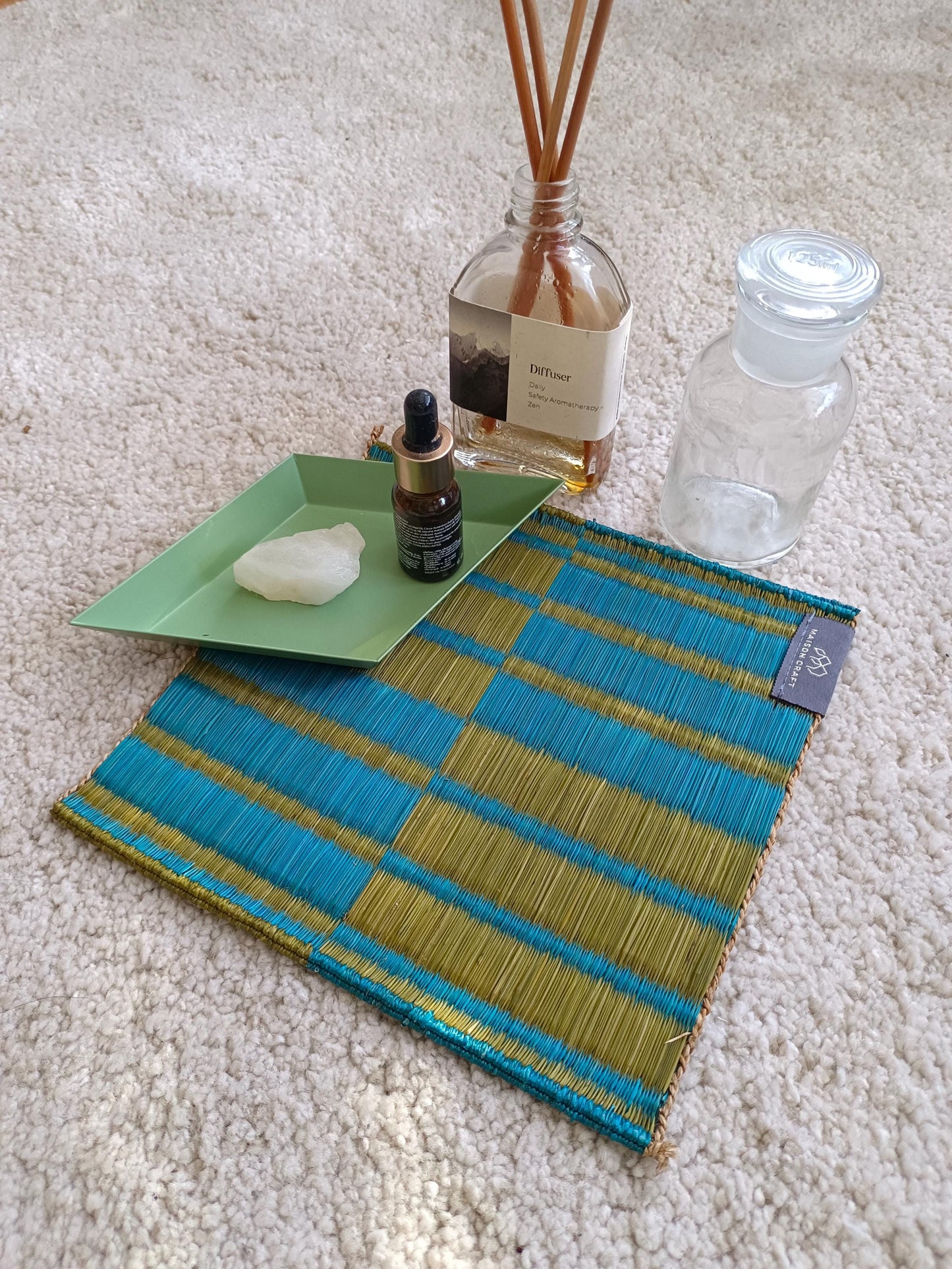 Set of 4/ 20 Handwoven Trivet 8"x8"- Horizon stripe
