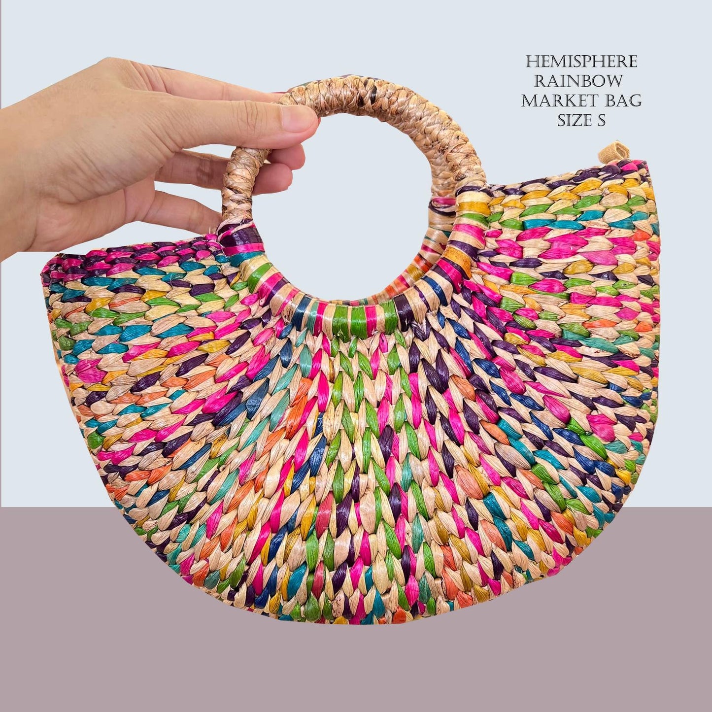 Set 1/ 3 PCS Rainbow Boho Semi-Circle Tote Handbag Market Bag - Limited edition