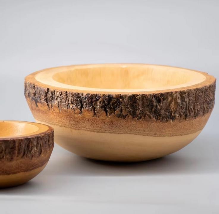 Set 1/3 PCS Mango carved Bowl 8inch - Home Decor zen wabisabi living