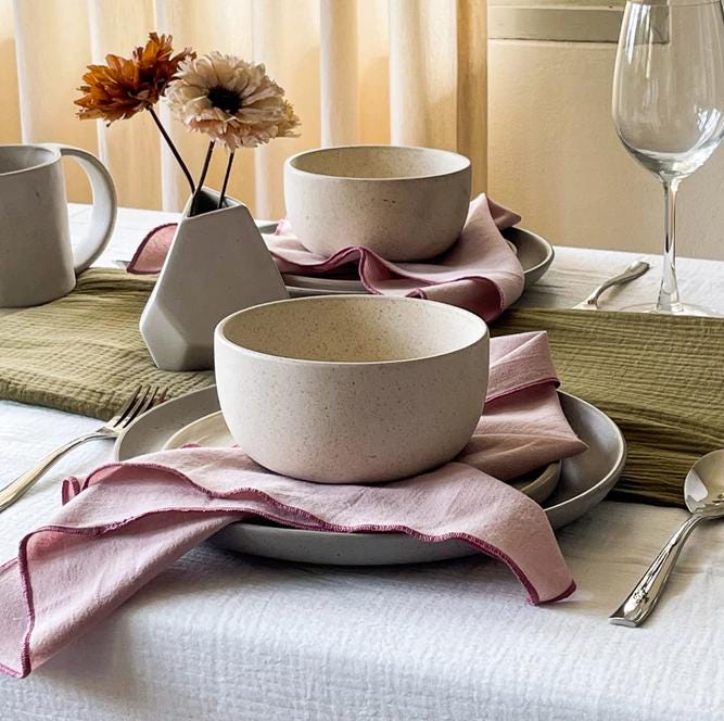 Set of 2/ 12 PCS Classic Eco-Friendly Napkin - 100% cotton - Pale pink
