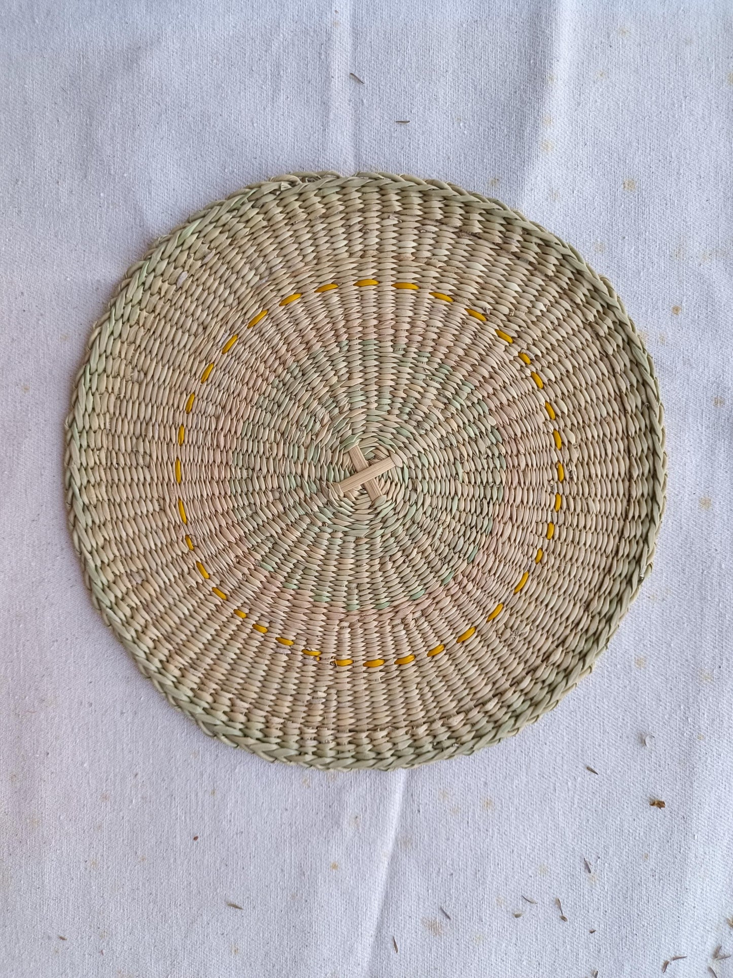 Set of 4/ 20 Round Handwoven Handmade Sedge Trivet 9"x9"- Natural and yellow