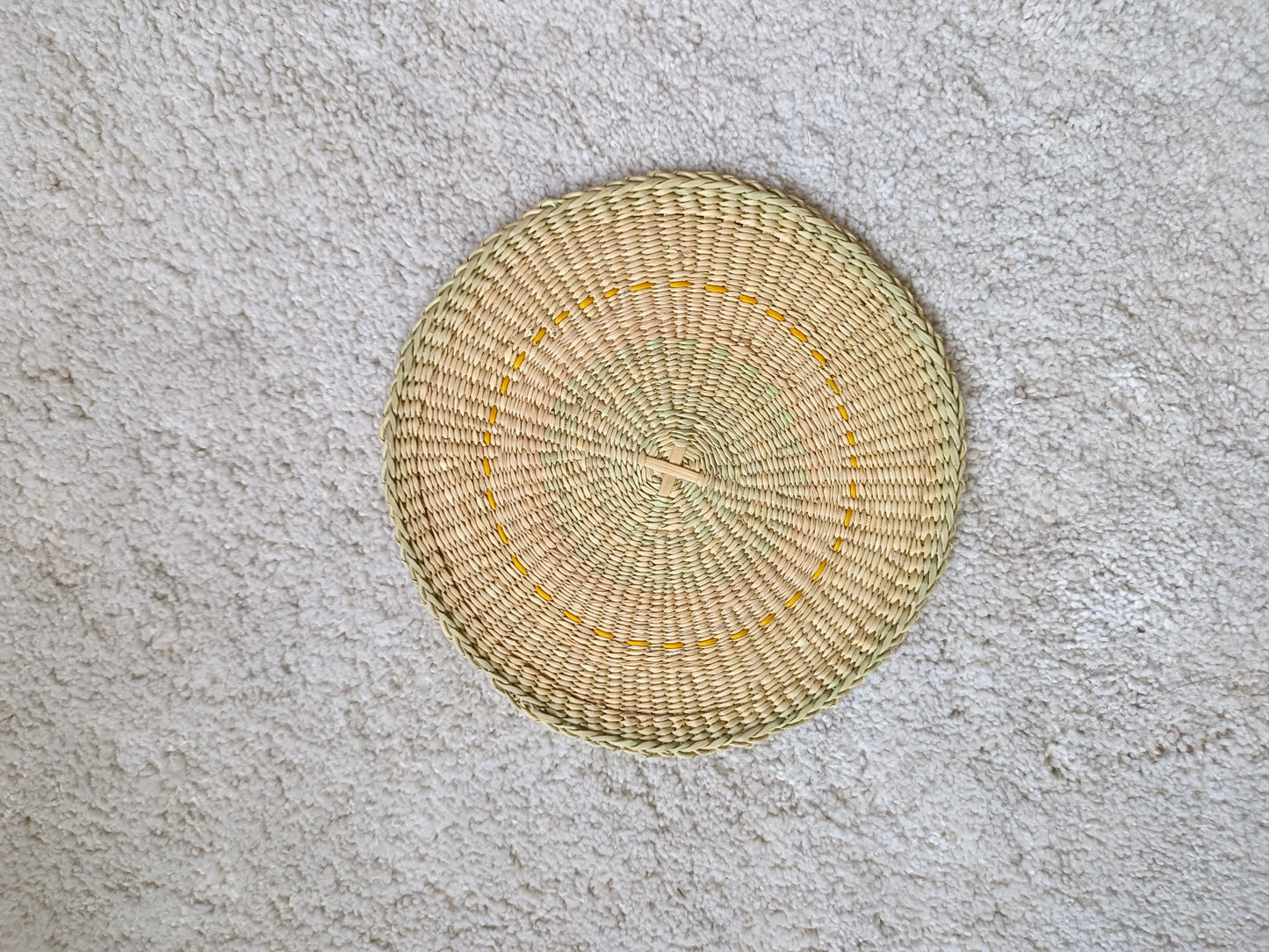 Set of 4/ 20 Round Handwoven Handmade Sedge Trivet 9"x9"- Natural and yellow