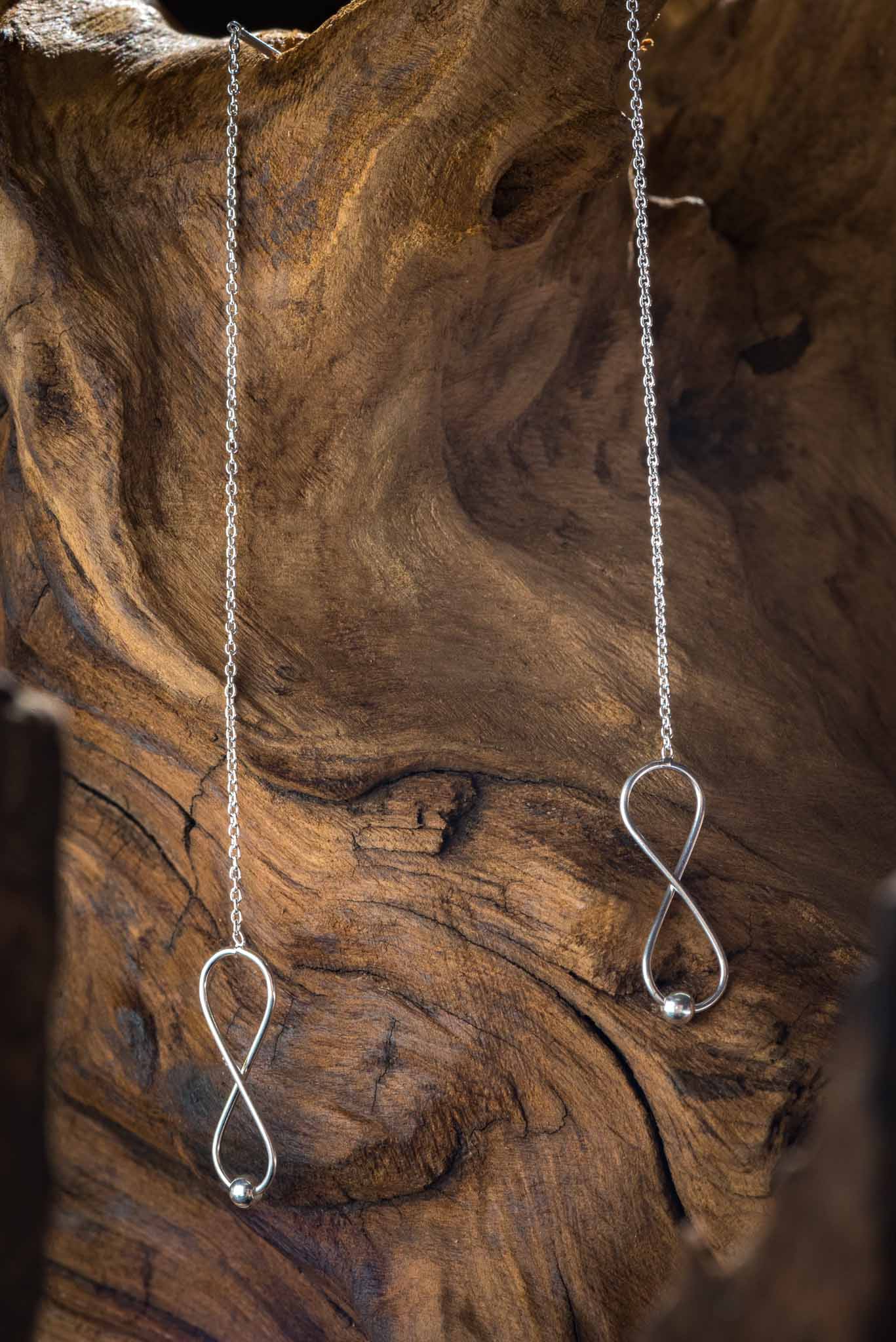 set 1/3 Infinity Earrings Sterling Silver Circle Hoop Designer For Women Handcrafted Jewelry Unique Artisan Design
