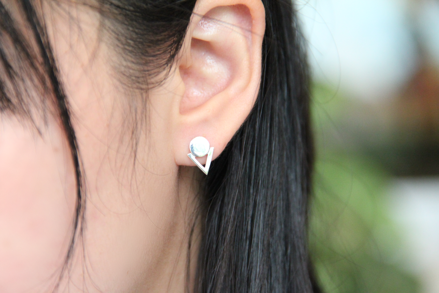 set 1/3 pcs Triangle Shaped Earrings Sterling Silver