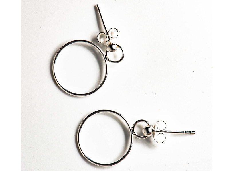 Set 1/3 pcs Hammered Open Circle Post Omega Back Disk Ring Earrings Stud Small Hoop Sterling Silver 925 Minimal Everyday Small Hoop