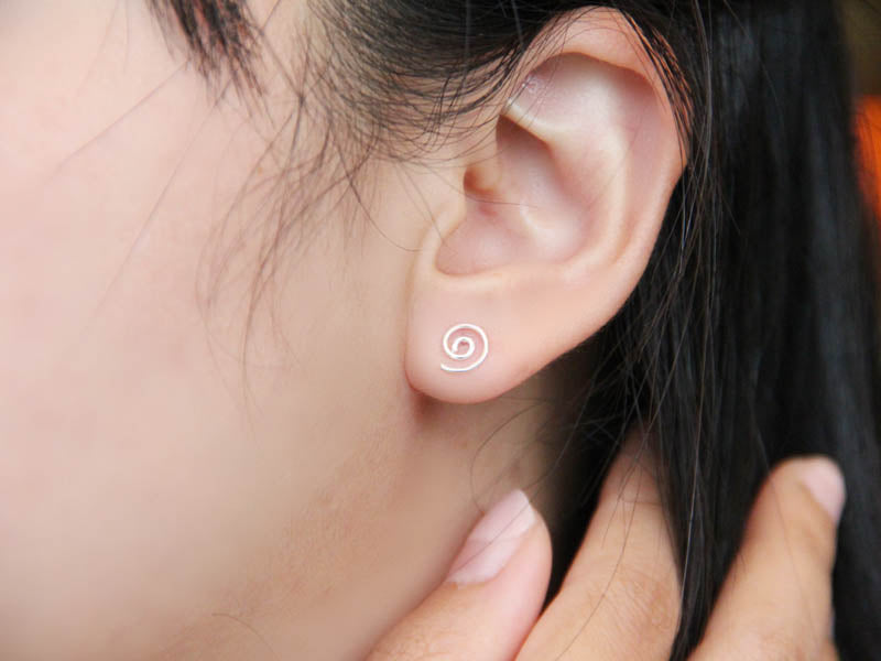 Set 1/3 pcs Spiral Wire Wrap Earrings Jewelry Swirl Infinity Silver Earrings Handmade Stud Gypsy Circle Ethic Gauge Sterling 925