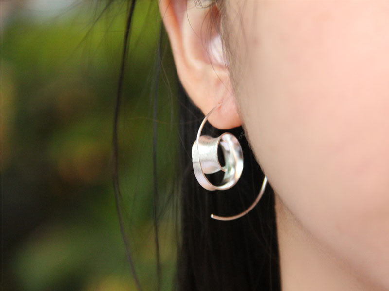Set 1/3 pcs Spiral Hoop Faux Gauge Fake Snail Artisan Earrings Jewelry Sterling Silver 925 Stretching Handmade Jewellery Gift for her Zen Wabi sabi