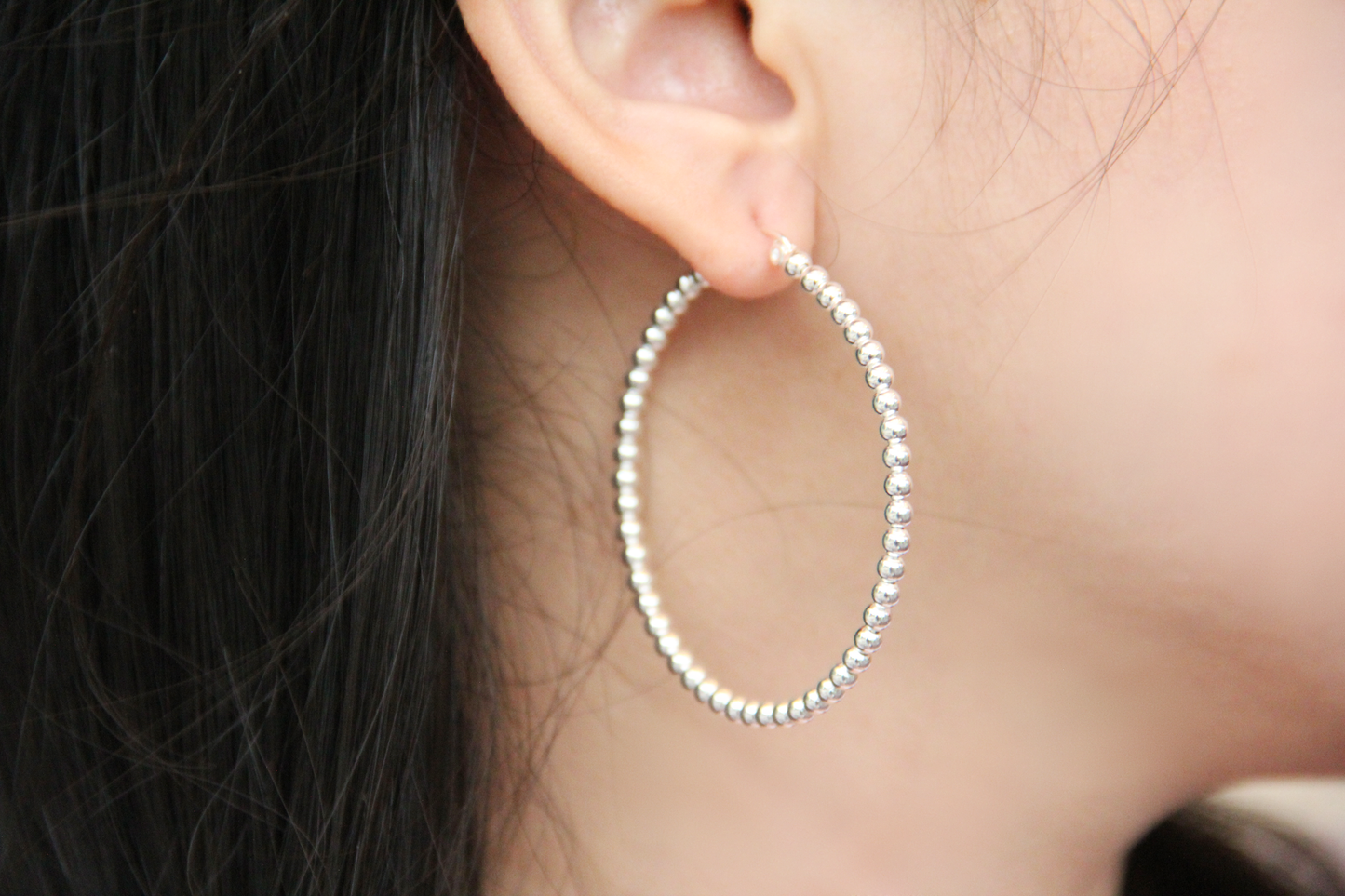 Set 1/ 3 pcs- Large Hoop Circle Silver Round Open Earrings Thick Continuous Hoops Real Extra Minimalist African Jewelry Multi-Ball