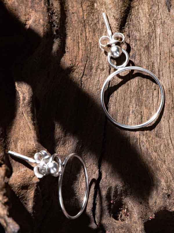 Set 1/3 pcs Hammered Open Circle Post Omega Back Disk Ring Earrings Stud Small Hoop Sterling Silver 925 Minimal Everyday Small Hoop