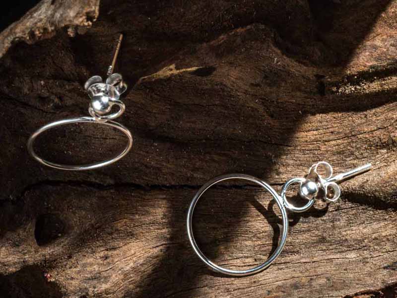 Set 1/3 pcs Hammered Open Circle Post Omega Back Disk Ring Earrings Stud Small Hoop Sterling Silver 925 Minimal Everyday Small Hoop