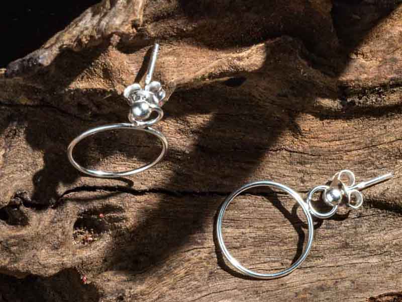 Set 1/3 pcs Hammered Open Circle Post Omega Back Disk Ring Earrings Stud Small Hoop Sterling Silver 925 Minimal Everyday Small Hoop