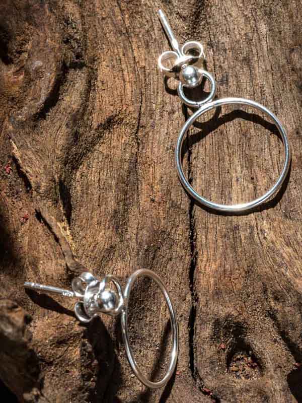 Set 1/3 pcs Hammered Open Circle Post Omega Back Disk Ring Earrings Stud Small Hoop Sterling Silver 925 Minimal Everyday Small Hoop