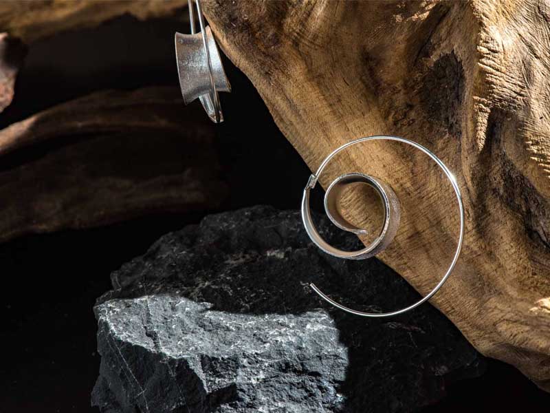 Set 1/3 pcs Spiral Hoop Faux Gauge Fake Snail Artisan Earrings Jewelry Sterling Silver 925 Stretching Handmade Jewellery Gift for her Zen Wabi sabi