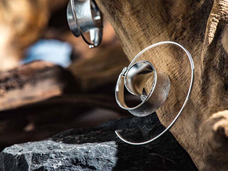Set 1/3 pcs Spiral Hoop Faux Gauge Fake Snail Artisan Earrings Jewelry Sterling Silver 925 Stretching Handmade Jewellery Gift for her Zen Wabi sabi