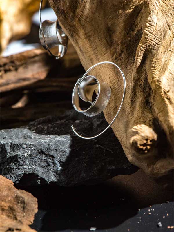 Set 1/3 pcs Spiral Hoop Faux Gauge Fake Snail Artisan Earrings Jewelry Sterling Silver 925 Stretching Handmade Jewellery Gift for her Zen Wabi sabi