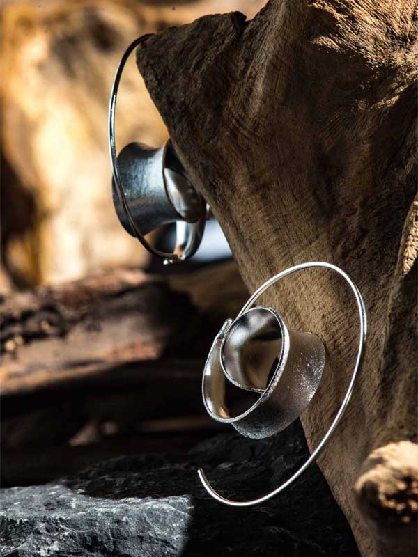 Set 1/3 pcs Spiral Hoop Faux Gauge Fake Snail Artisan Earrings Jewelry Sterling Silver 925 Stretching Handmade Jewellery Gift for her Zen Wabi sabi