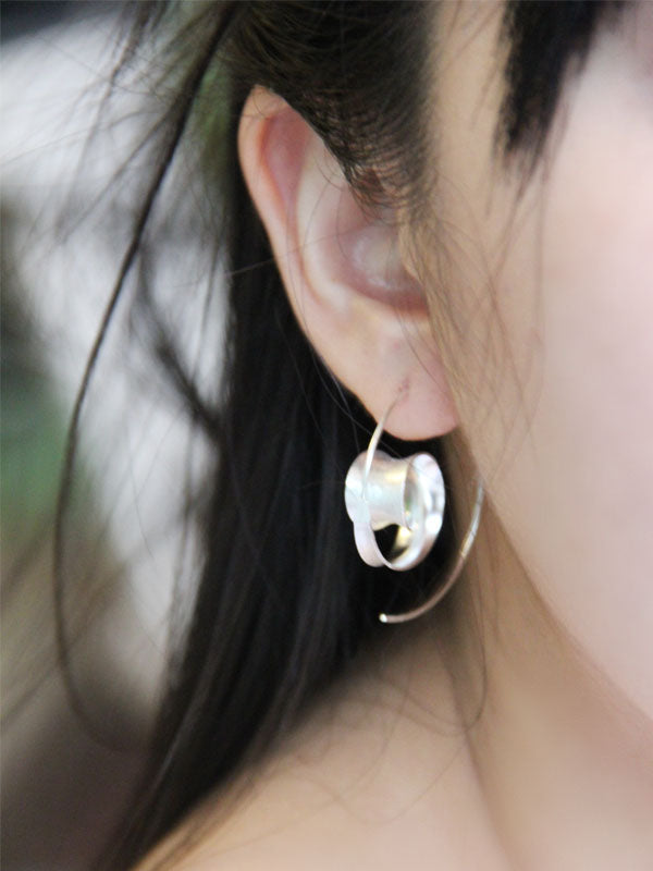 Set 1/3 pcs Spiral Hoop Faux Gauge Fake Snail Artisan Earrings Jewelry Sterling Silver 925 Stretching Handmade Jewellery Gift for her Zen Wabi sabi