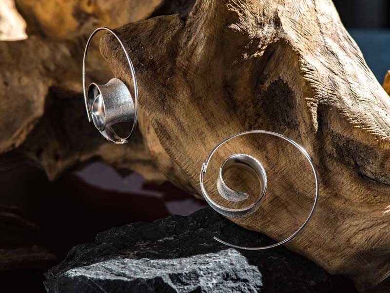 Set 1/3 pcs Spiral Hoop Faux Gauge Fake Snail Artisan Earrings Jewelry Sterling Silver 925 Stretching Handmade Jewellery Gift for her Zen Wabi sabi