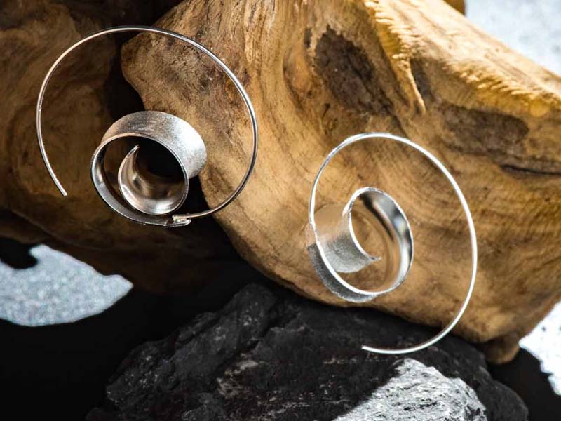 Set 1/3 pcs Spiral Hoop Faux Gauge Fake Snail Artisan Earrings Jewelry Sterling Silver 925 Stretching Handmade Jewellery Gift for her Zen Wabi sabi