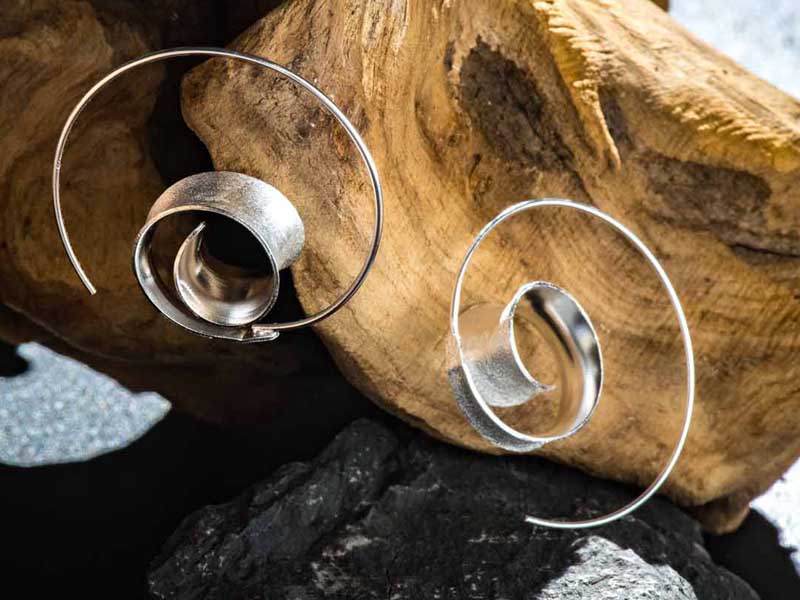Set 1/3 pcs Spiral Hoop Faux Gauge Fake Snail Artisan Earrings Jewelry Sterling Silver 925 Stretching Handmade Jewellery Gift for her Zen Wabi sabi