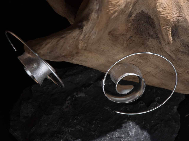 Set 1/3 pcs Spiral Hoop Faux Gauge Fake Snail Artisan Earrings Jewelry Sterling Silver 925 Stretching Handmade Jewellery Gift for her Zen Wabi sabi
