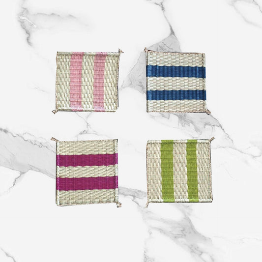 Handwoven Coaster Stripe Set 10/40 pcs
