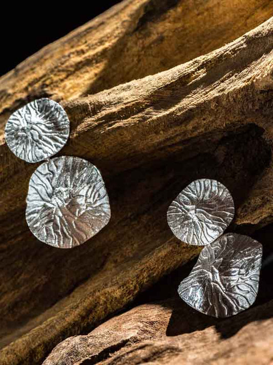 Set 1/3 pcs Lotus Leaf Flower Jewelry Silver Drop Stud Zen Bar Earring Sterling 925 Bloom Dangle Double Everyday