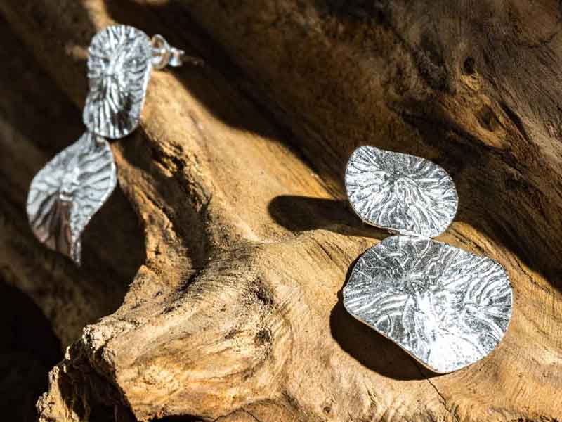 Set 1/3 pcs Lotus Leaf Flower Jewelry Silver Drop Stud Zen Bar Earring Sterling 925 Bloom Dangle Double Everyday