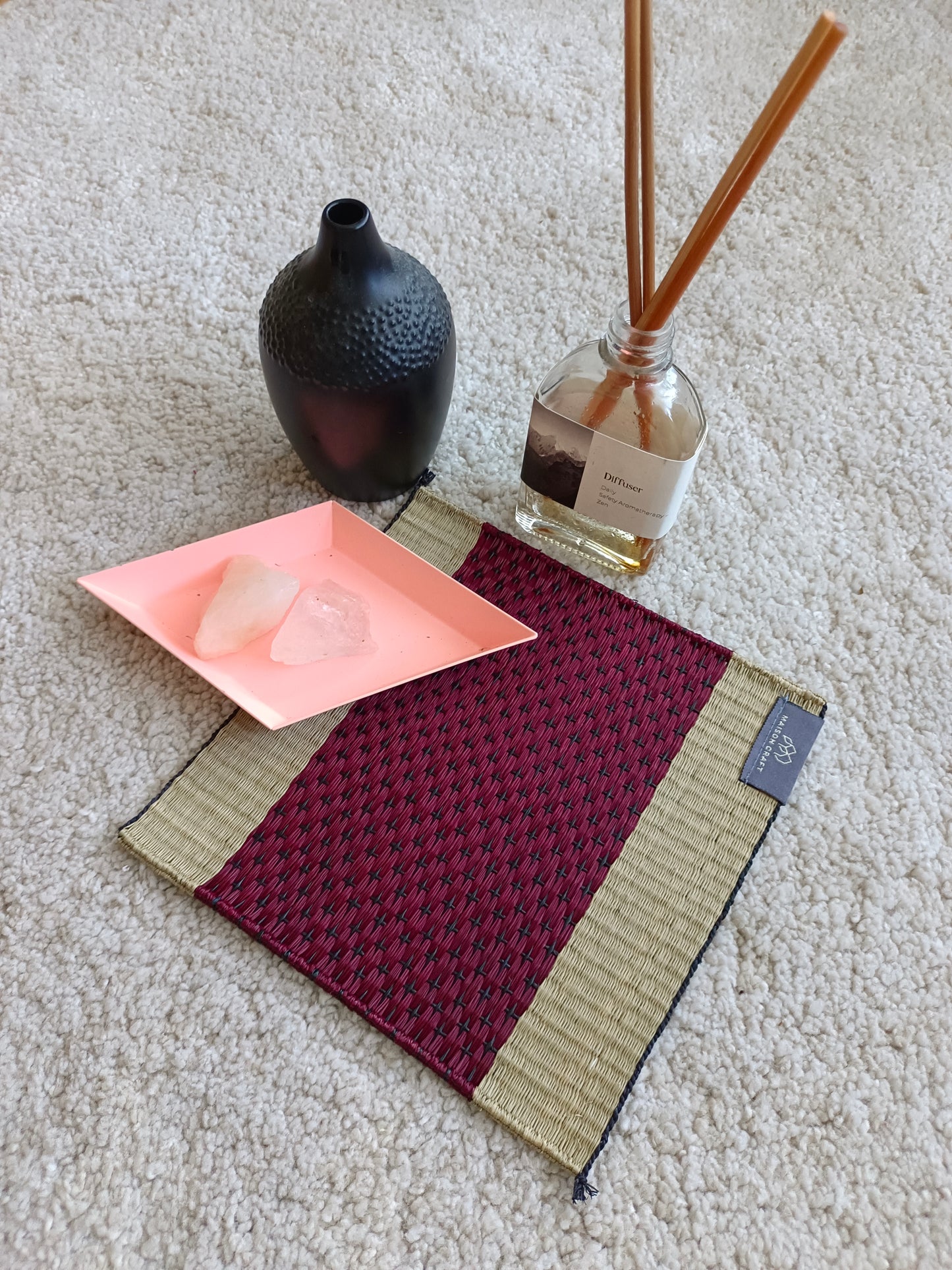 Set of 4/ 20 Pcs Star grid Handwoven Trivet 8"x8"- Orange red wine