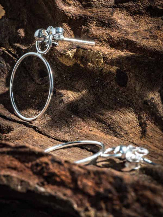 Set 1/3 pcs Hammered Open Circle Post Omega Back Disk Ring Earrings Stud Small Hoop Sterling Silver 925 Minimal Everyday Small Hoop