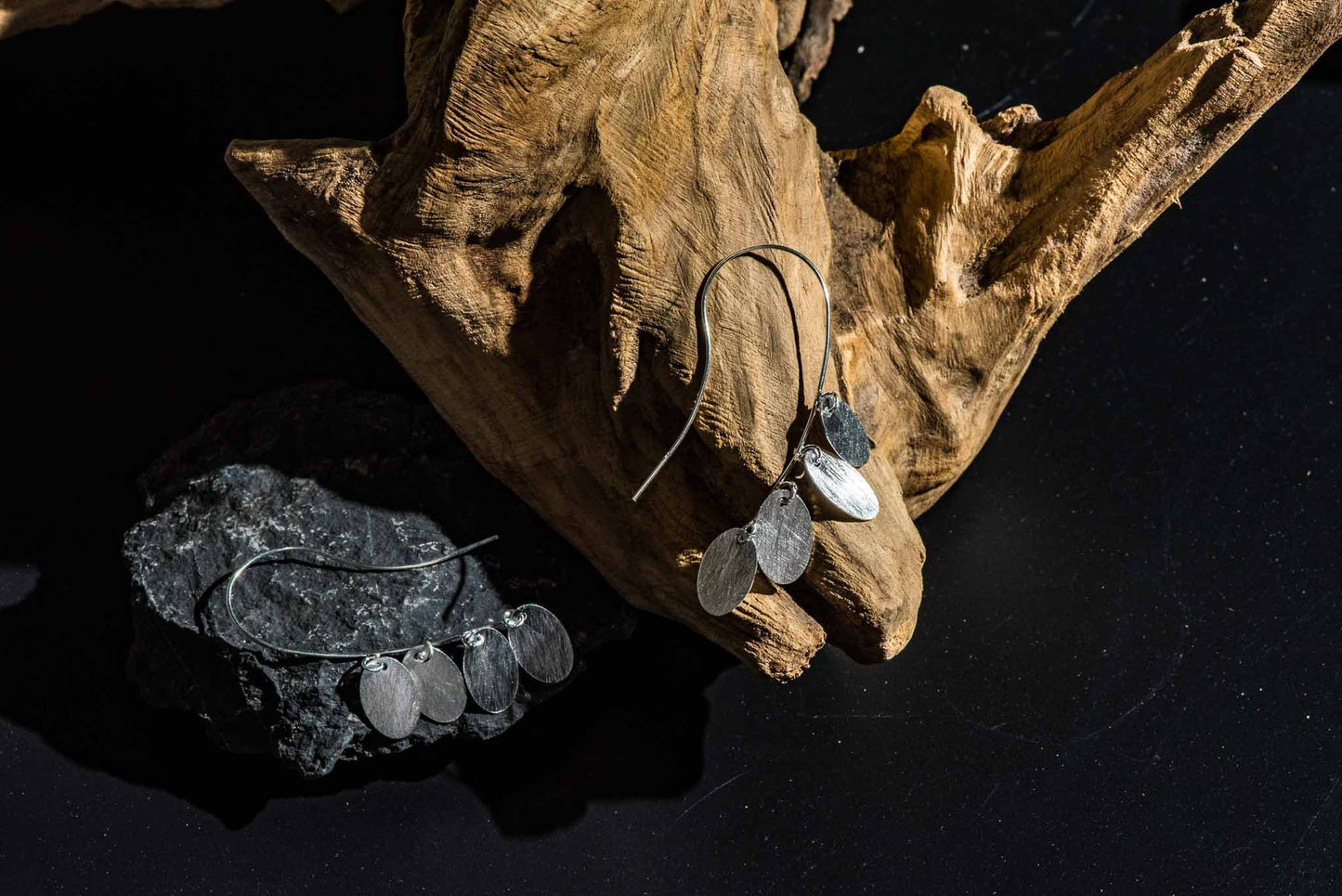 Set 1/3 pcs Silver Leaf Earrings Drop Hammered Shaped - Matte Rustic Tiny Ethic style