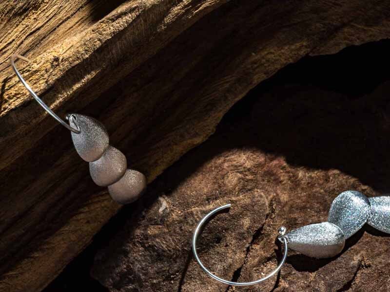 Set 1/ 3 pcs rain drop dangling silver earring