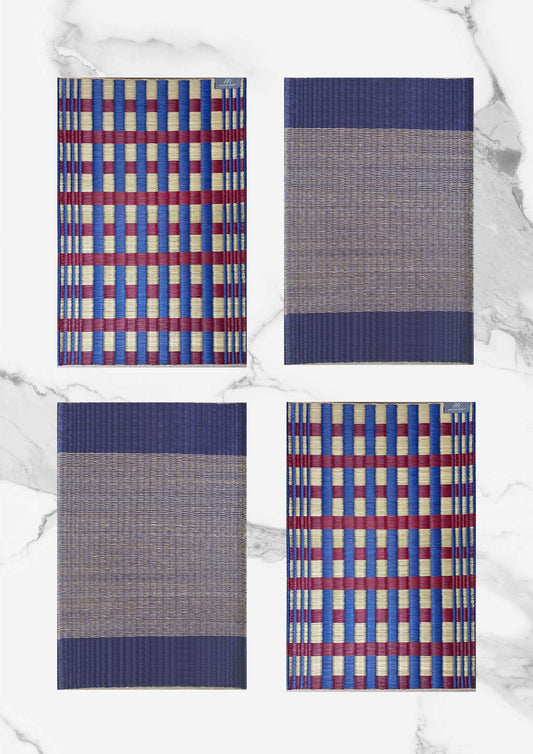 Wholesale set of 2/ 12 Handwoven navy Raffia sisal jute sedge rectangle placemat 11.8x17.7 inches table set handmade
