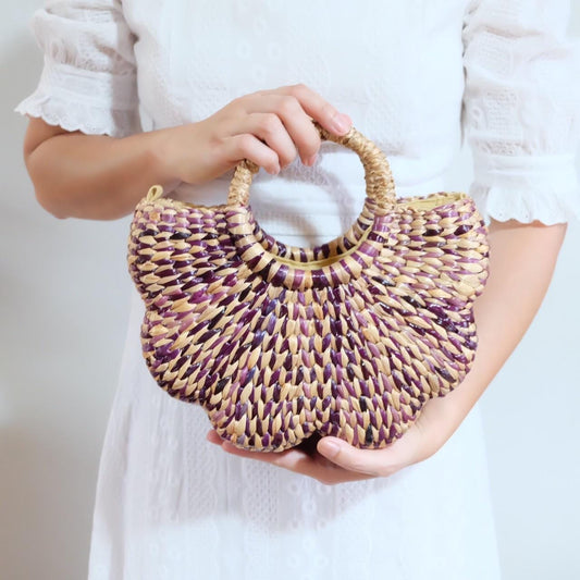 Set 1/ 3 PCS - Violet Scallop Flower Shape Handbag