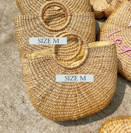 Set 1 / 3 PCS- Natural Boho Semi-Circle Tote Bag Handbag Market Bag Shopper