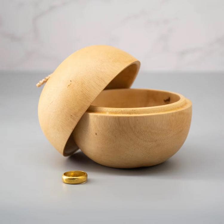 Set 1/ 3 PCS Natural Mango wood carved 4inch Jewelry case- zen wabisabi living