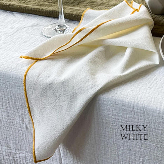 Set of 4/ 12PCS Classic Eco-Friendly Napkin - 100% cotton - Milky white