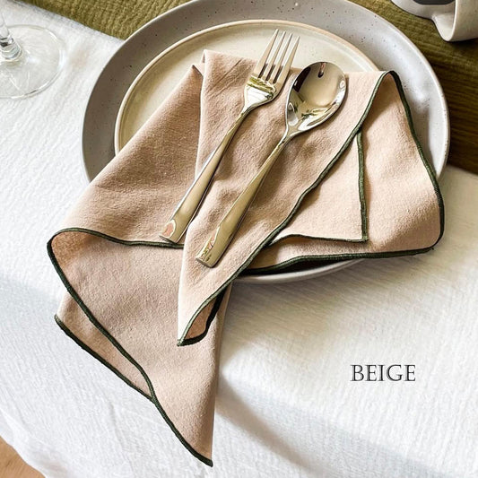 Set of 4/ 12PCS Classic Eco-Friendly Napkin - 100% cotton - Beige