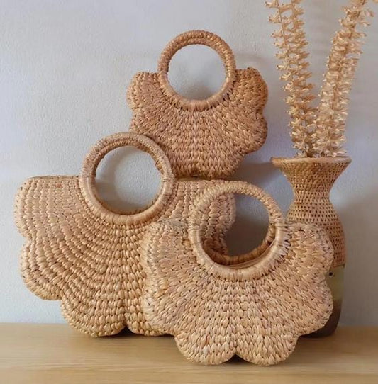Set 1/ 3 PCS- Natural Scallop Flower Shape Handbag