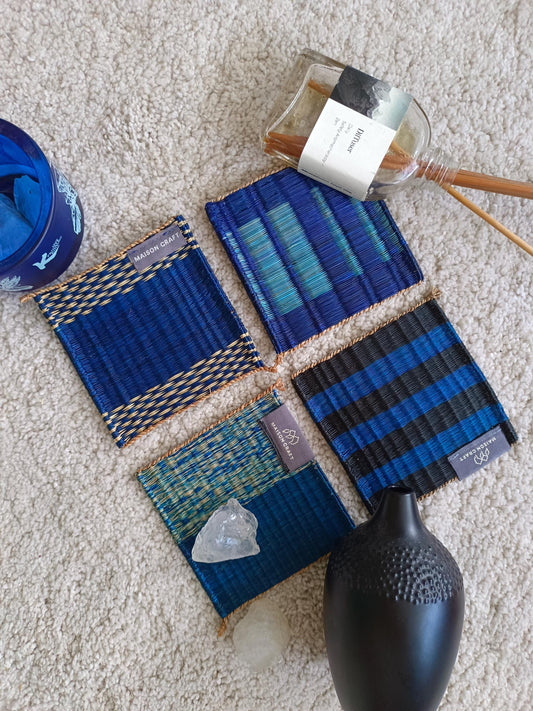 Set of 10/ 40 Navy Handwoven Coaster 4"x4"