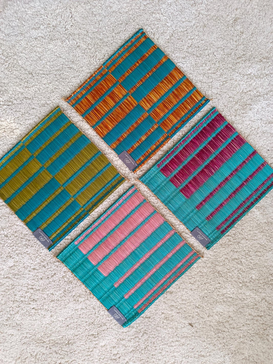 Set of 4/ 20 Handwoven Trivet 8"x8"- Horizon stripe