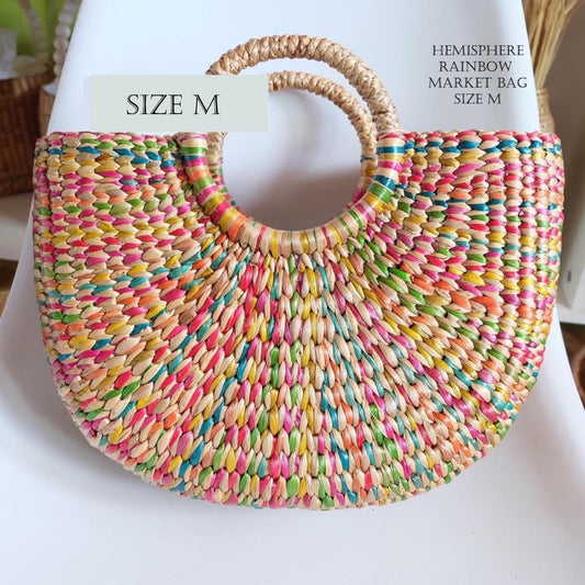 Set 1/ 3 PCS Rainbow Boho Semi-Circle Tote Handbag Market Bag - Limited edition