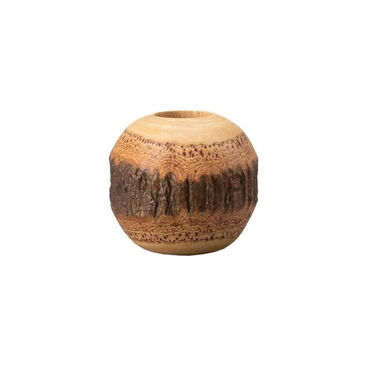 Set 1/ 3 PCS Natural Handmade Mango carved 3inch small vase- rough rustic industrial camping living- Orange Shape